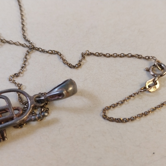 Sterling Silver Trumpet Pendant Necklace - Picture 11 of 15